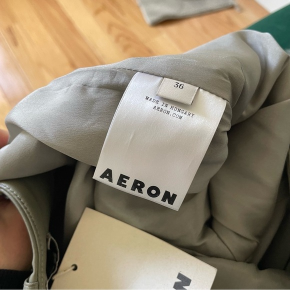 AERON Faux Leather Green Flare Leg Bootcut High Rise Pants NWT Sz HU 36/US Small - Picture 6 of 11